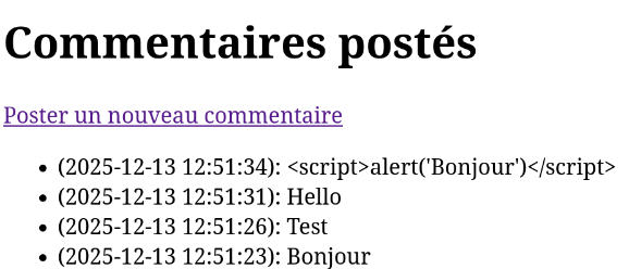 Commentaire sécurisé